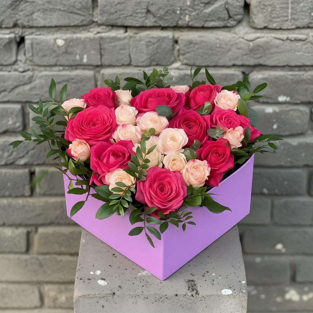 Цветочная композиция из Розы в коробке в Гагарине