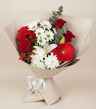 Букет цветов из:  Розы, Хризантемы, Герберы и Лилии в Гагарине