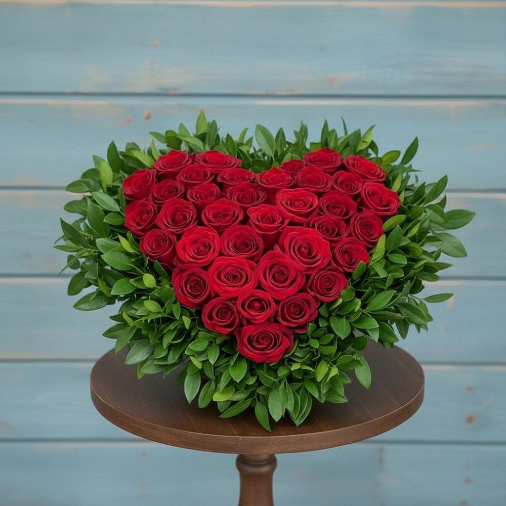 Цветочная композиция из Розы в виде сердца в Гагарине