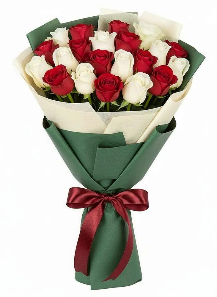 Букет Микс из красных и белых роз в Гагарине