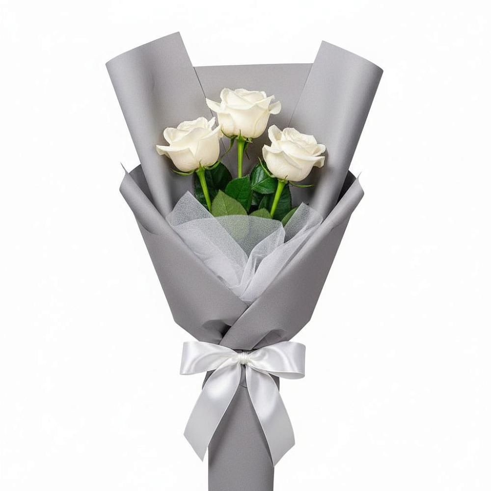 Букет 3 белые розы в Гагарине