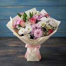 Букет цветов из:  Хризантемы, Альстромерии и Розы в Гагарине