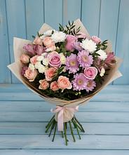 Букет цветов из:  Хризантемы, Розы и Альстромерии в Гагарине